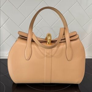Valentino Orlandi Nude Leather Top-Handle Satchel